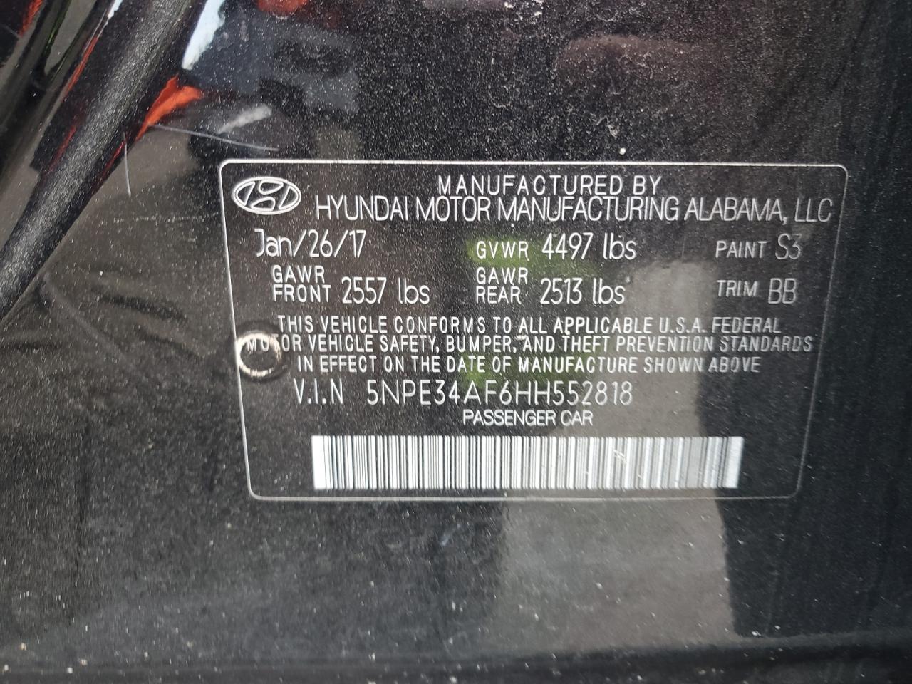 5NPE34AF6HH552818 2017 Hyundai Sonata Sport