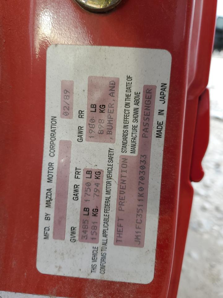 1989 Mazda Rx7 VIN: JM1FC3511K0703033 Lot: 61597804