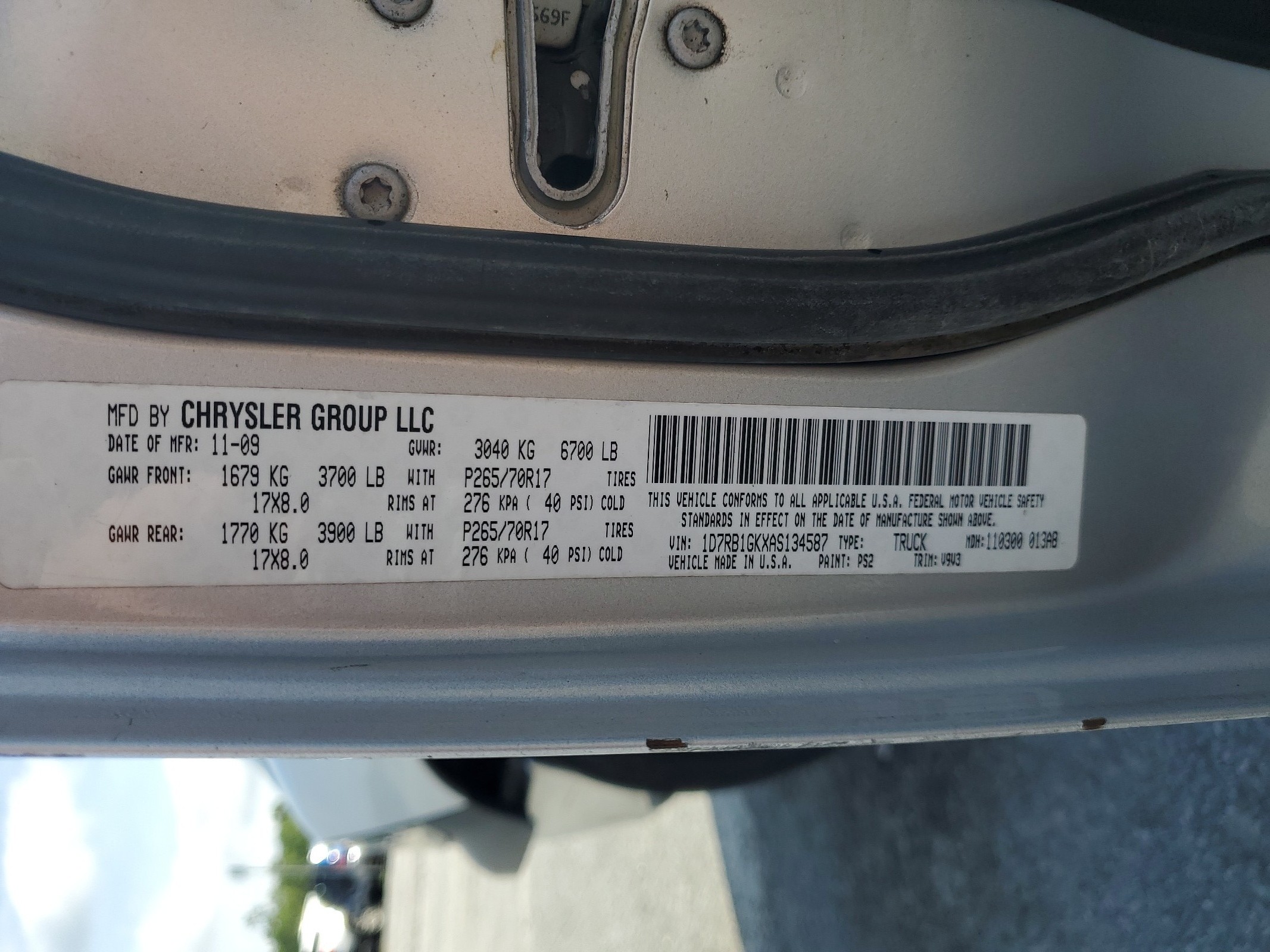 1D7RB1GKXAS134587 2010 Dodge Ram 1500