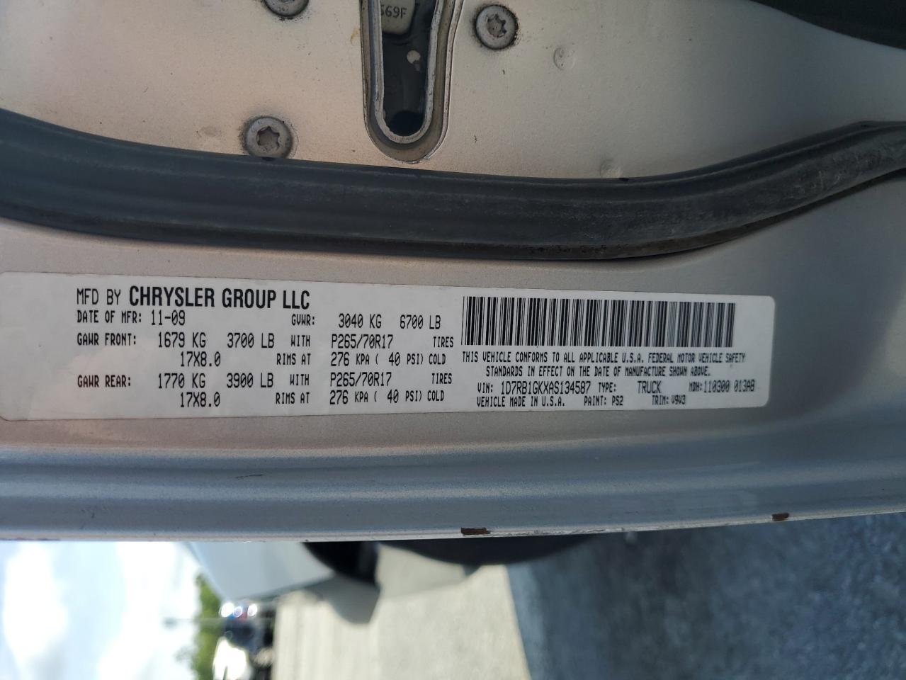 2010 Dodge Ram 1500 VIN: 1D7RB1GKXAS134587 Lot: 62529674