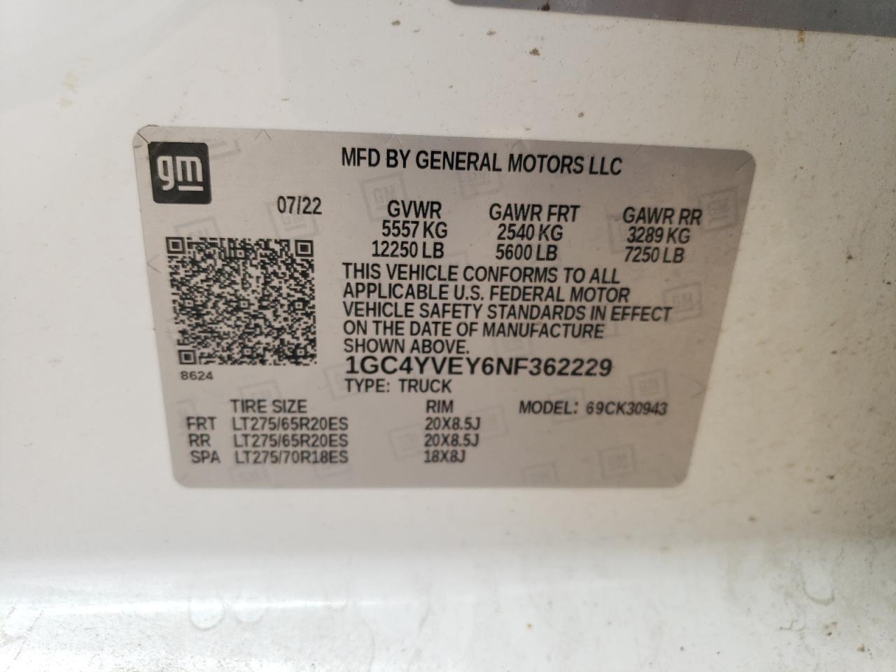 2022 Chevrolet Silverado K3500 High Country VIN: 1GC4YVEY6NF362229 Lot: 63733124