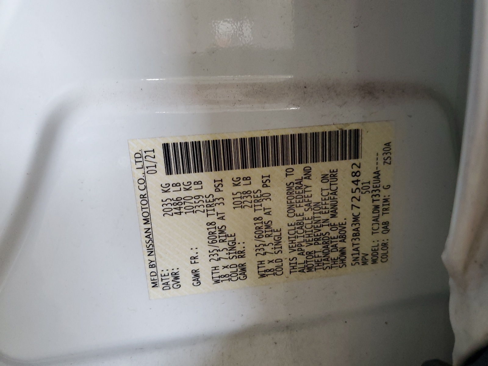 5N1AT3BA3MC725482 2021 Nissan Rogue Sv