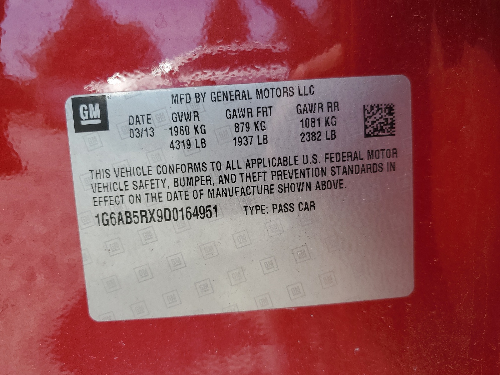 1G6AB5RX9D0164951 2013 Cadillac Ats Luxury