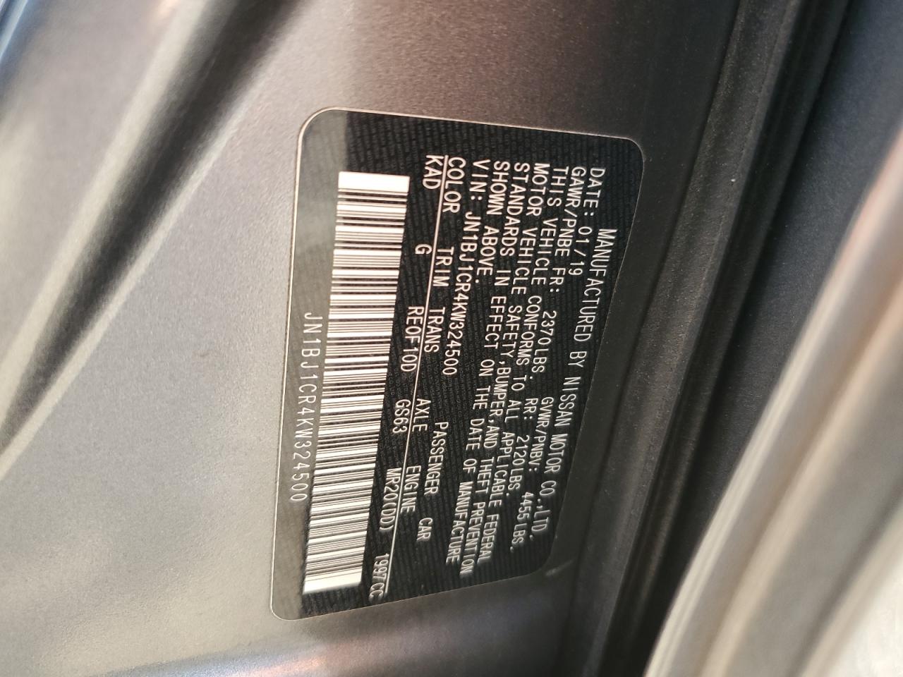 2019 Nissan Rogue Sport S VIN: JN1BJ1CR4KW324500 Lot: 64264354