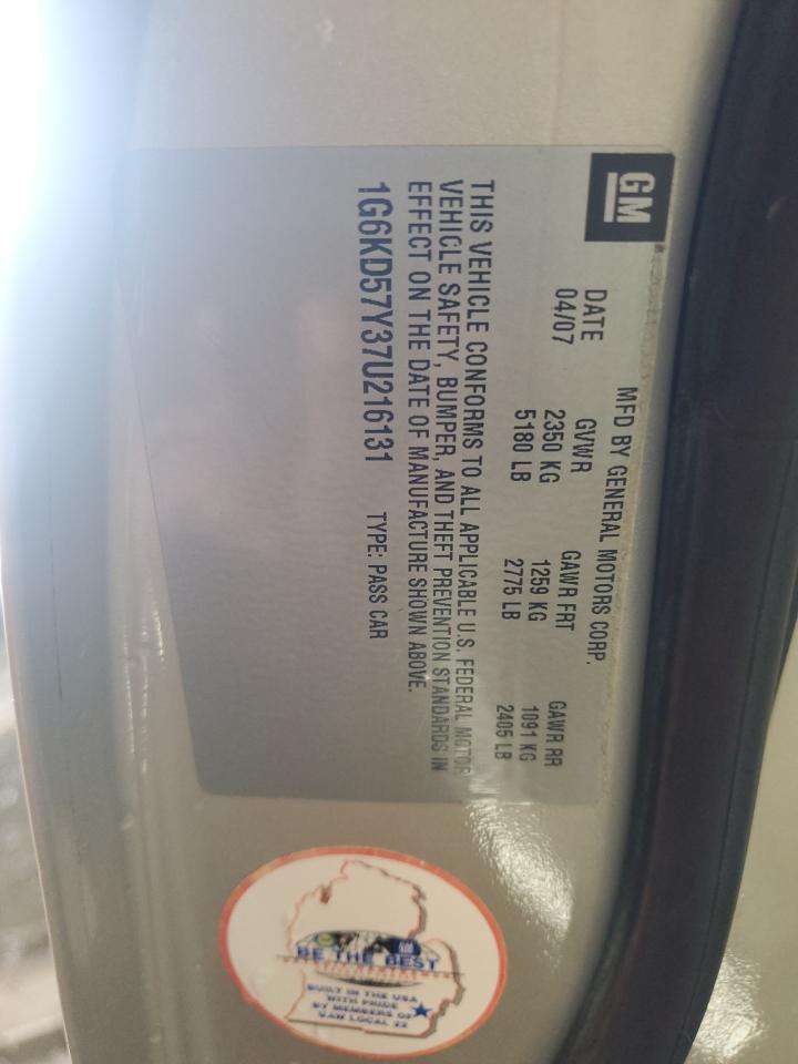 2007 Cadillac Dts VIN: 1G6KD57Y37U216131 Lot: 63458264