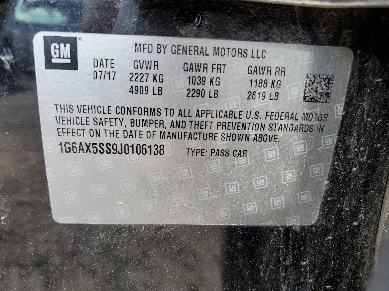 1G6AX5SS9J0106138 2018 Cadillac Cts Luxury