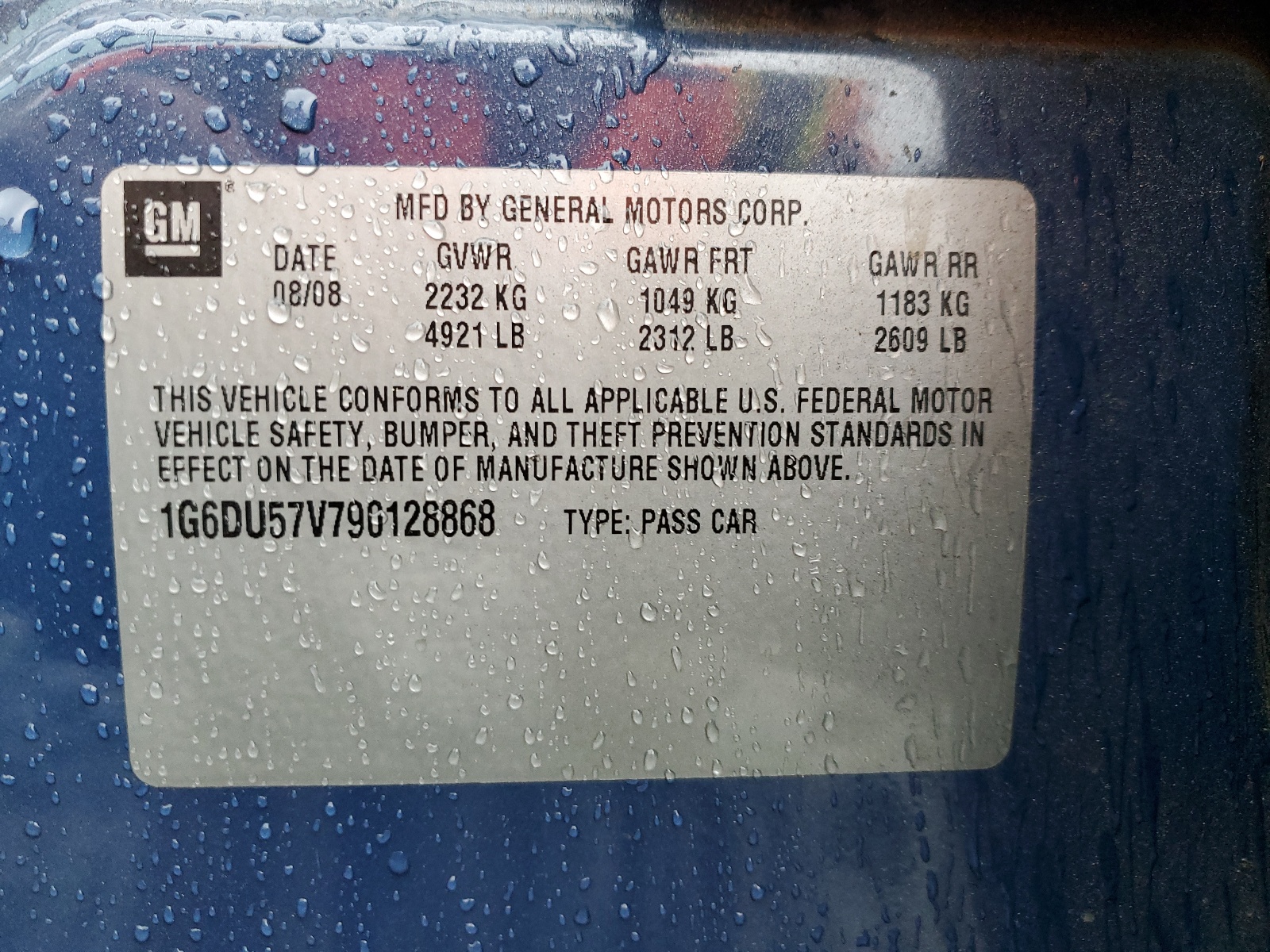 1G6DU57V790128868 2009 Cadillac Cts Hi Feature V6