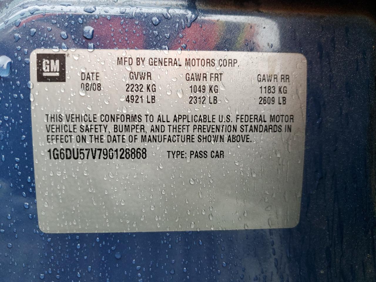 2009 Cadillac Cts Hi Feature V6 VIN: 1G6DU57V790128868 Lot: 62623314