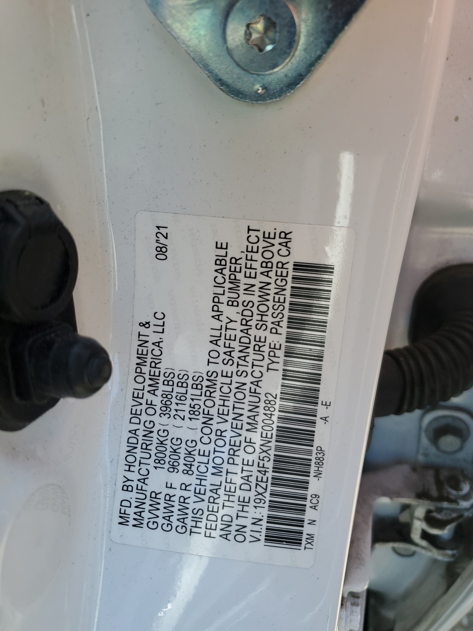 19XZE4F5XNE004882 2022 Honda Insight Ex