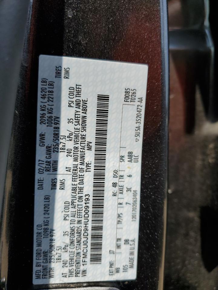 2017 Ford Escape Titanium VIN: 1FMCU0JD9HUD09193 Lot: 64668994