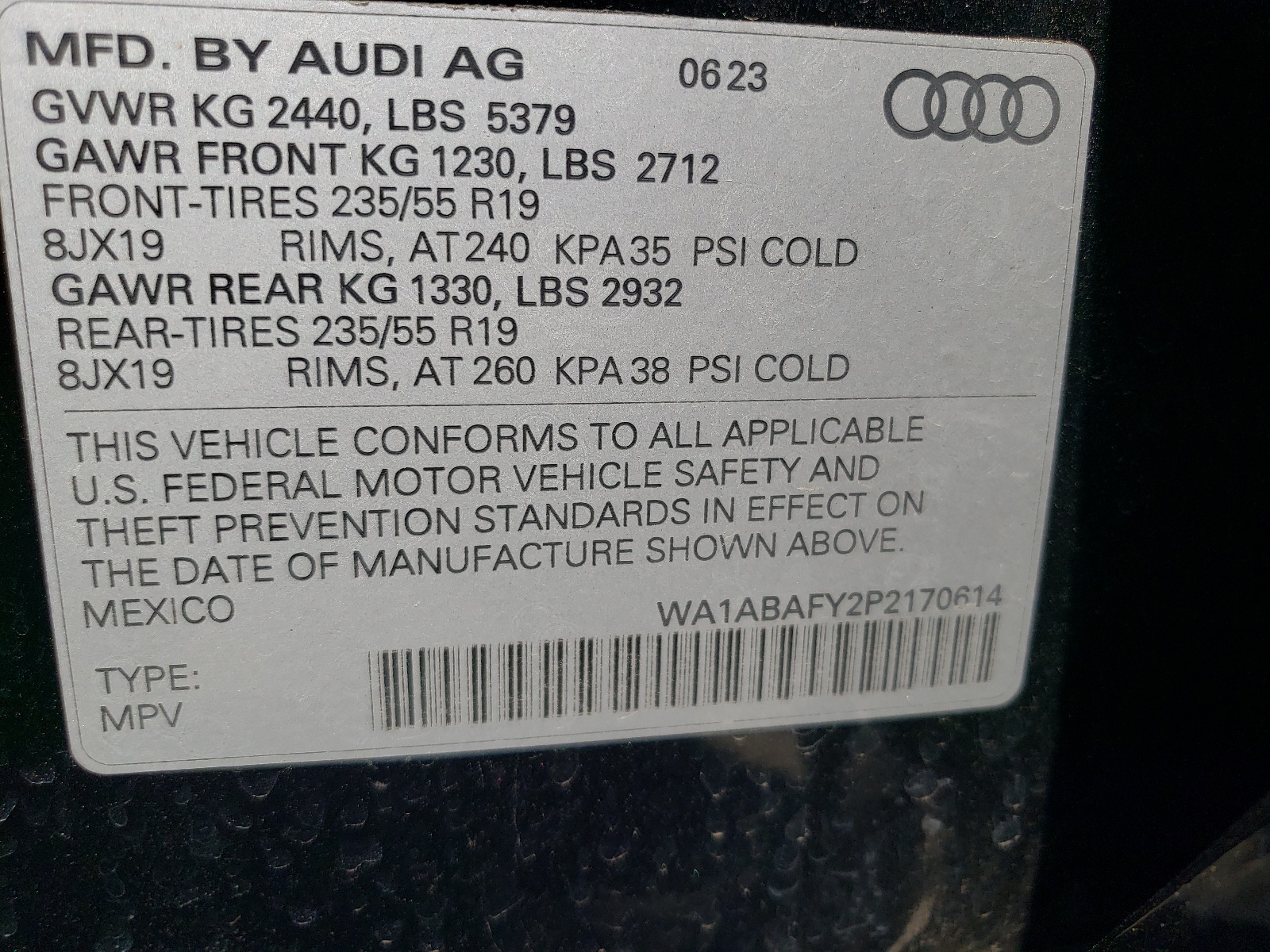 WA1ABAFY2P2170614 2023 Audi Q5 Premium 40