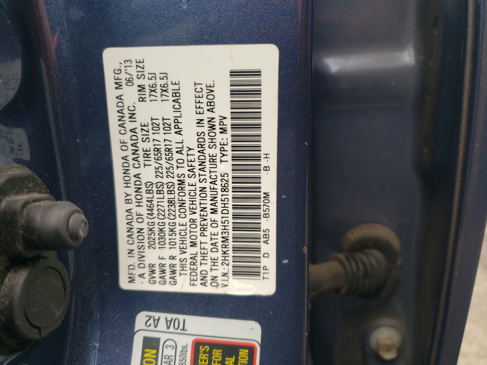 2HKRM3H51DH518625 2013 Honda Cr-V Ex