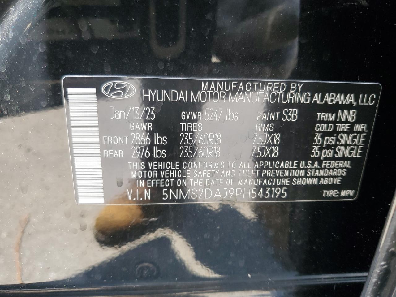 5NMS2DAJ9PH543195 2023 Hyundai Santa Fe Sel