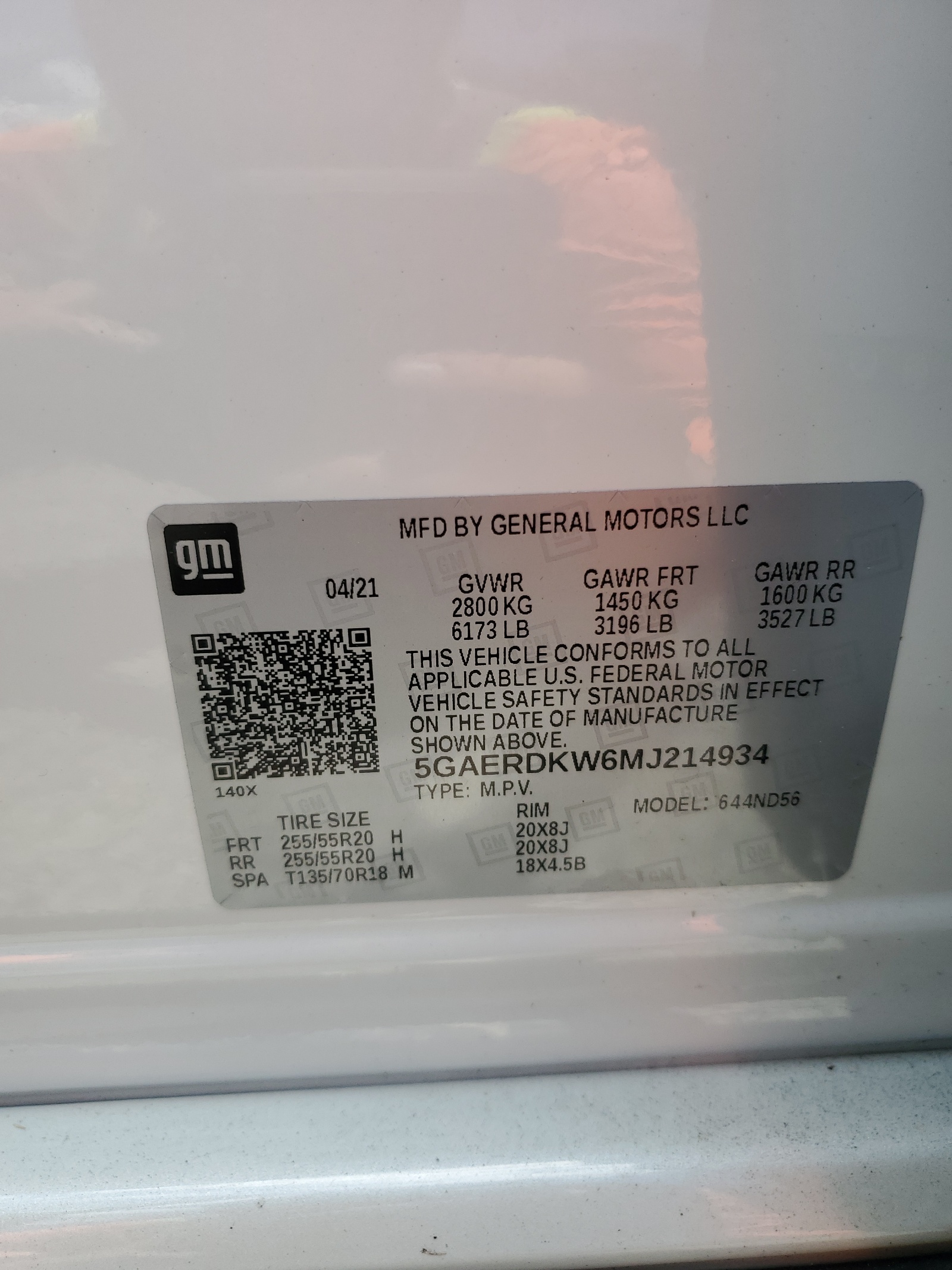 5GAERDKW6MJ214934 2021 Buick Enclave Avenir