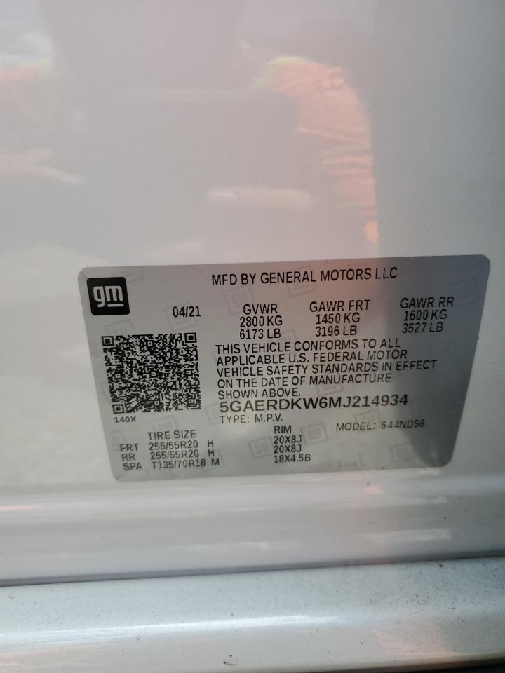 2021 Buick Enclave Avenir VIN: 5GAERDKW6MJ214934 Lot: 64674724