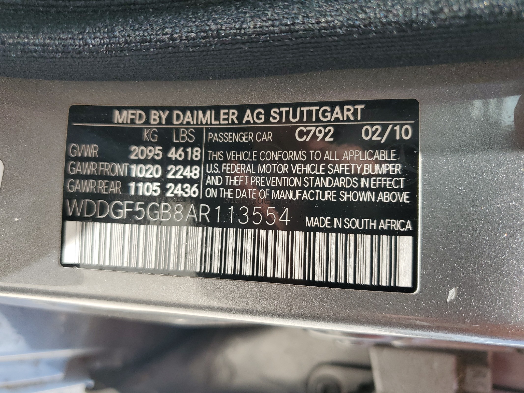 WDDGF5GB8AR113554 2010 Mercedes-Benz C 350