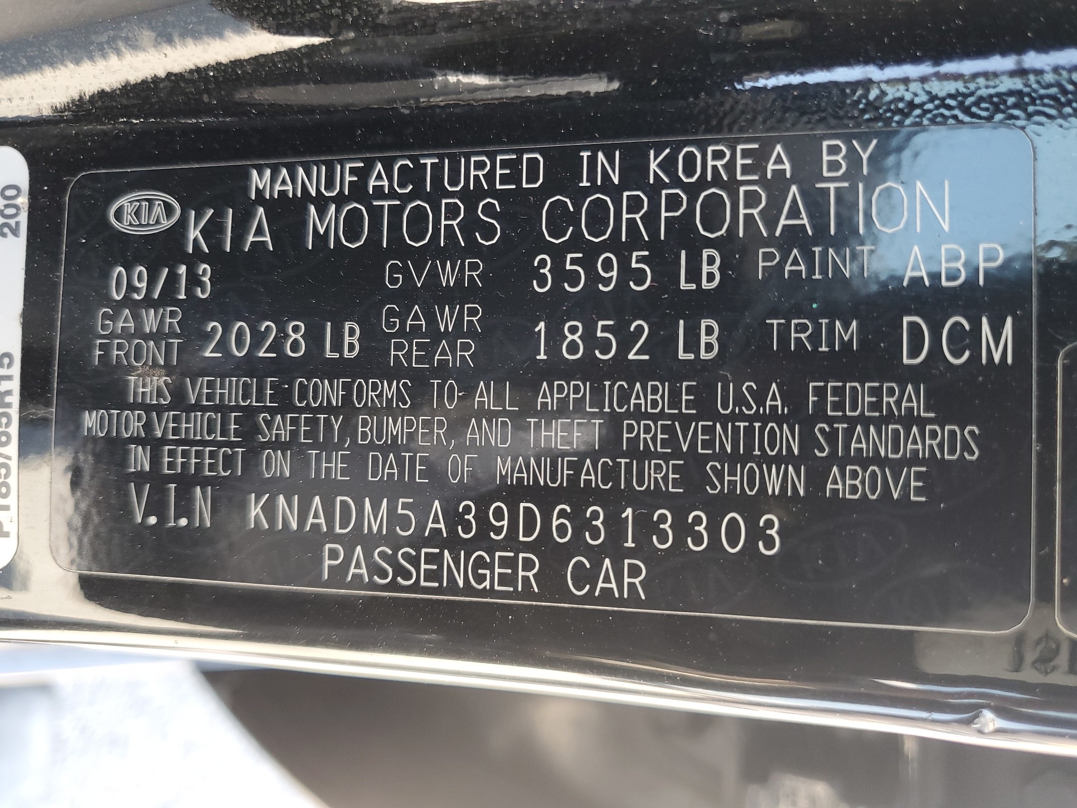 KNADM5A39D6313303 2013 Kia Rio Lx