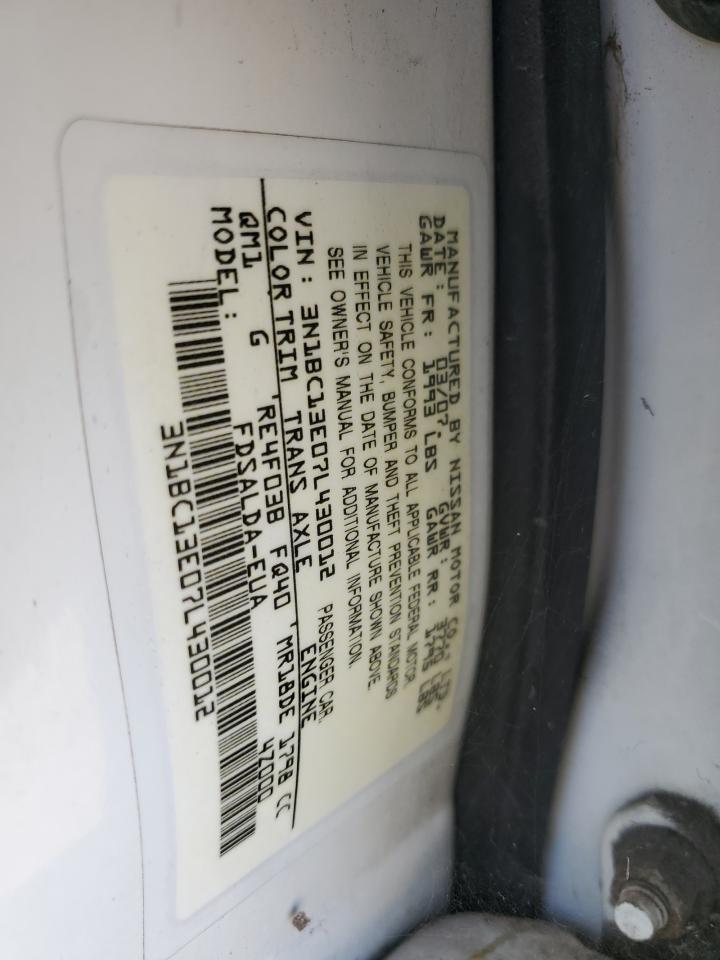 2007 Nissan Versa S VIN: 3N1BC13E07L430012 Lot: 65428694