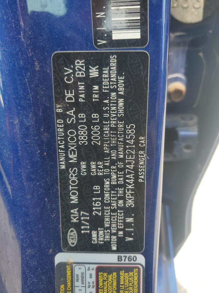 2018 Kia Forte Lx VIN: 3KPFK4A74JE214585 Lot: 65031194