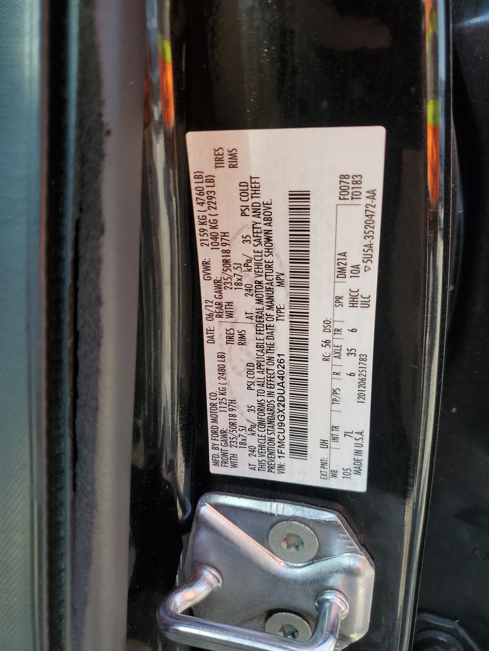 1FMCU9GX2DUA40261 2013 Ford Escape Se