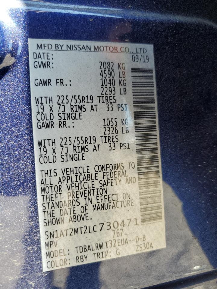 2020 Nissan Rogue S VIN: 5N1AT2MT2LC730471 Lot: 62963374