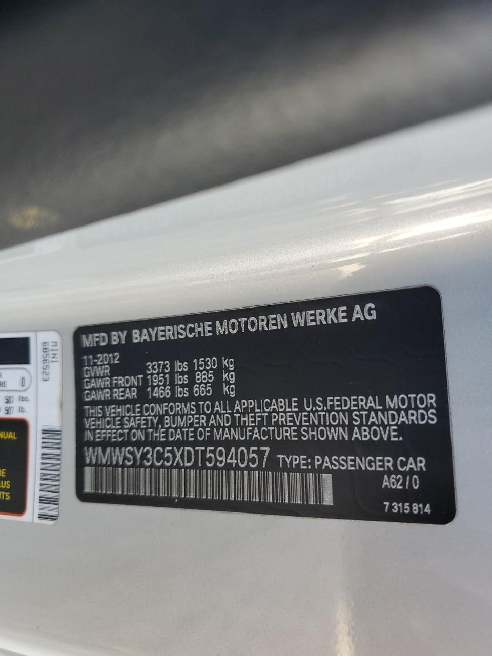 WMWSY3C5XDT594057 2013 Mini Cooper Roadster S