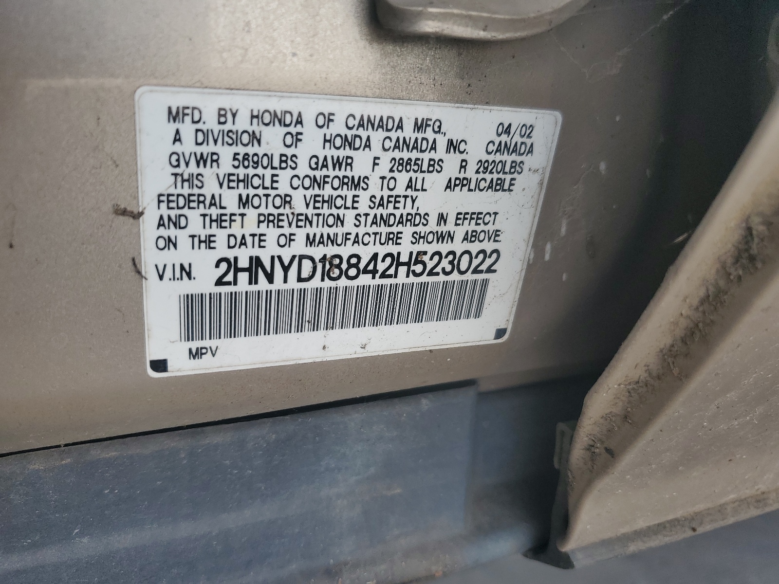 2HNYD18842H523022 2002 Acura Mdx Touring