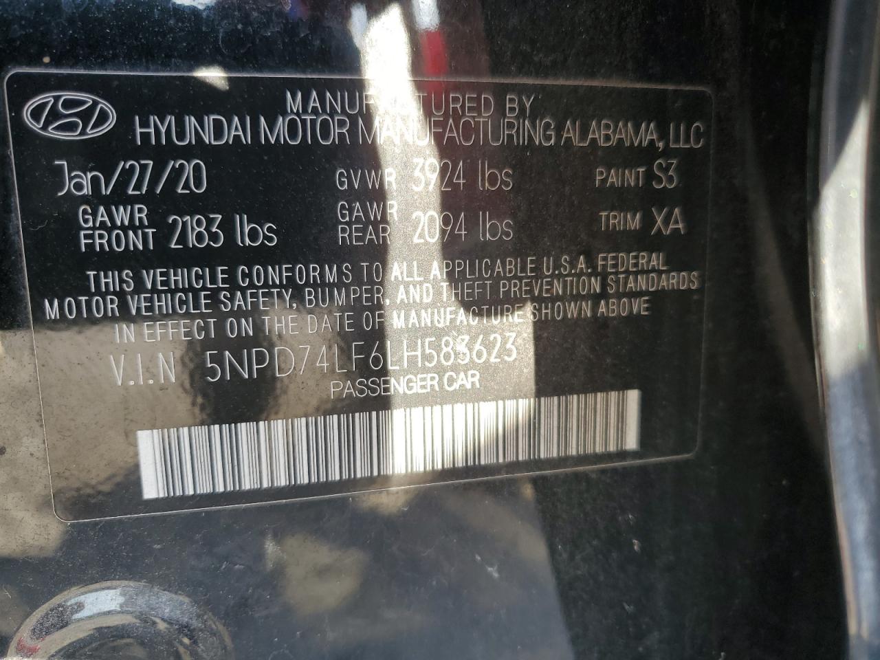 2020 Hyundai Elantra Se VIN: 5NPD74LF6LH583623 Lot: 62982194