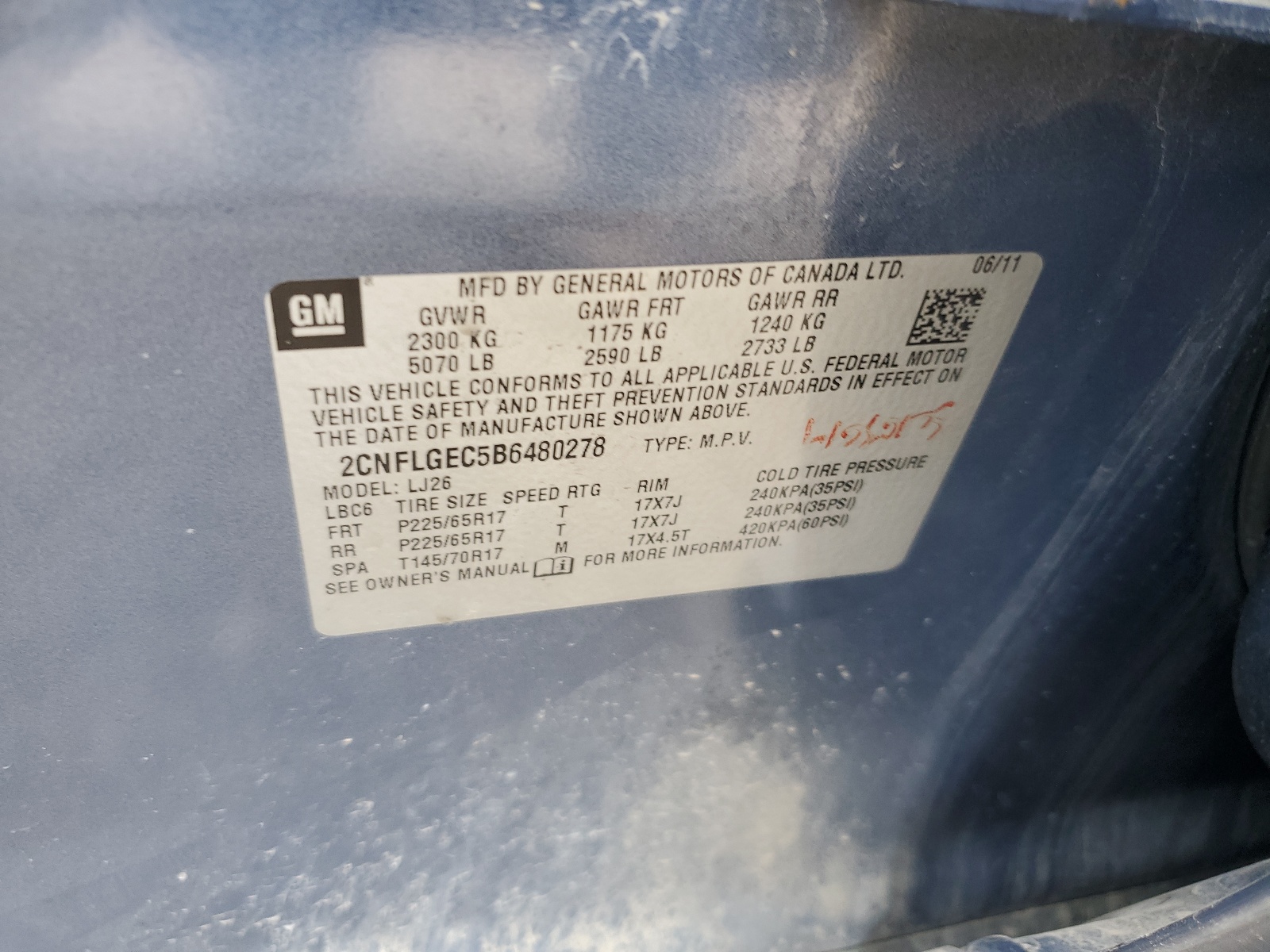 2CNFLGEC5B6480278 2011 Chevrolet Equinox Ltz