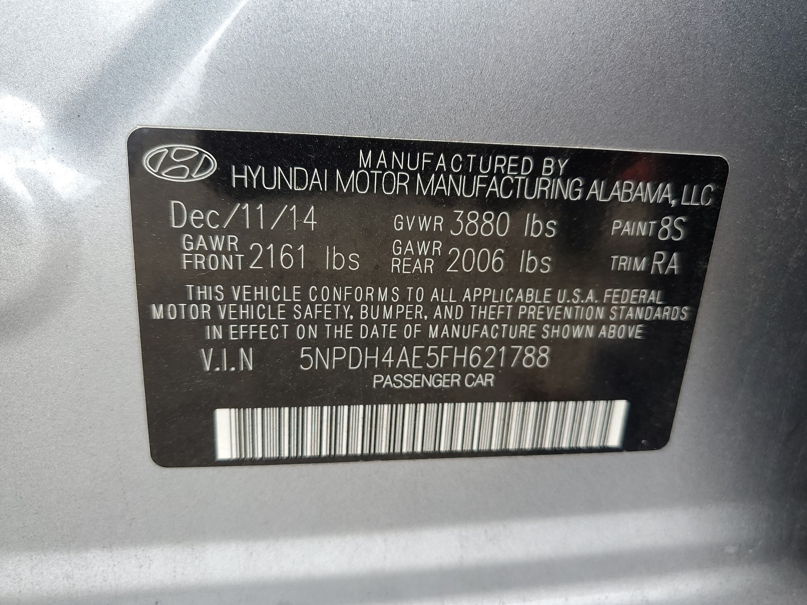 5NPDH4AE5FH621788 2015 Hyundai Elantra Se