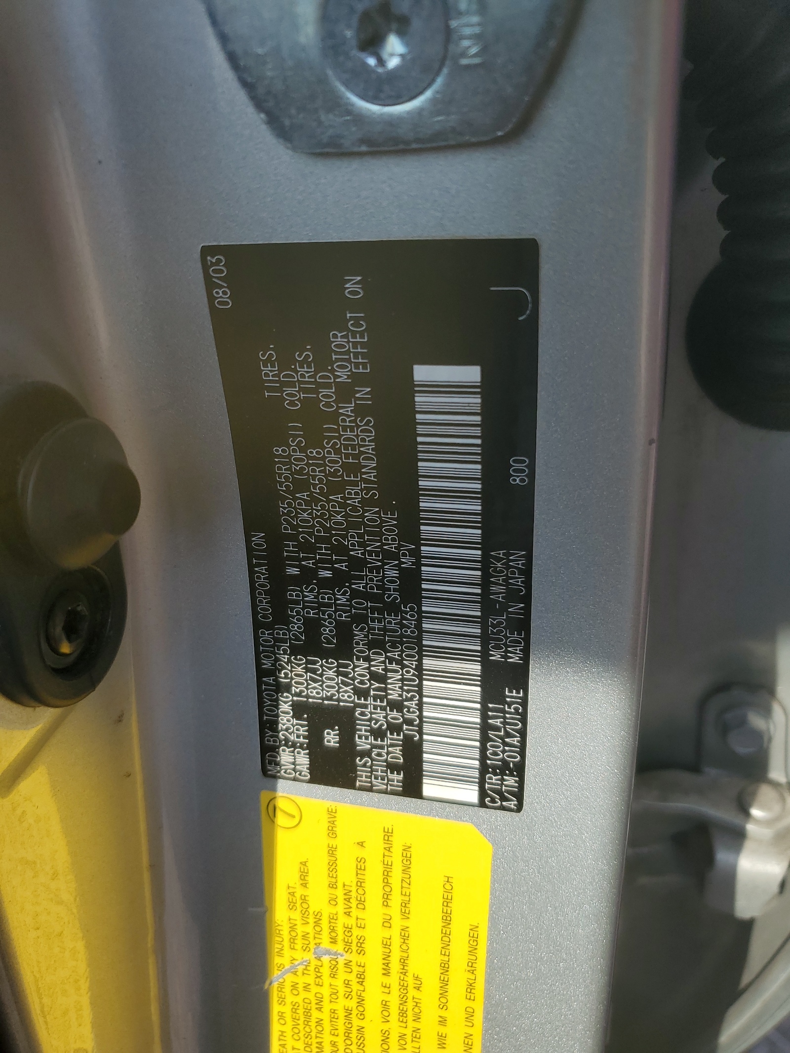 JTJGA31U940018465 2004 Lexus Rx 330