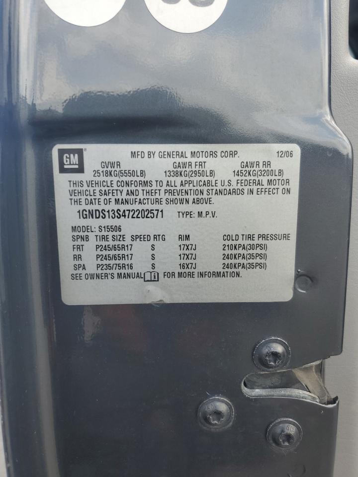 2007 Chevrolet Trailblazer Ls VIN: 1GNDS13S472202571 Lot: 64428824