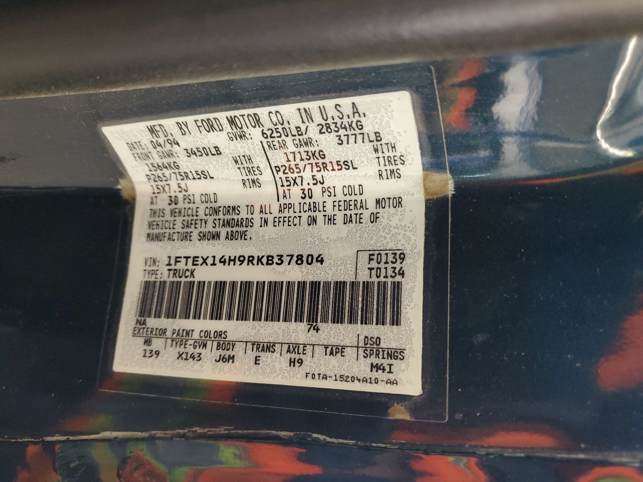 1FTEX14H9RKB37804 1994 Ford F150