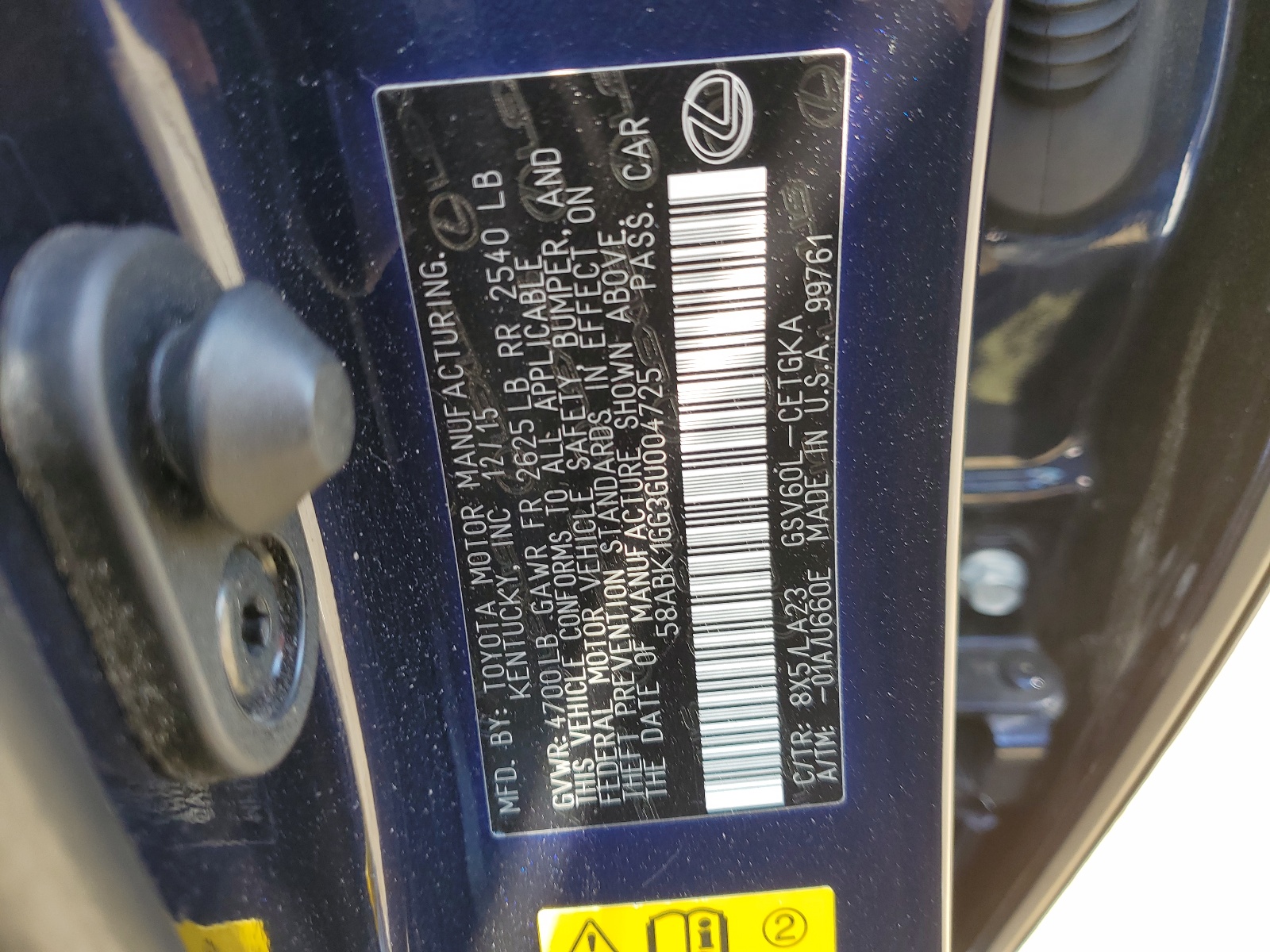 58ABK1GG3GU004725 2016 Lexus Es 350