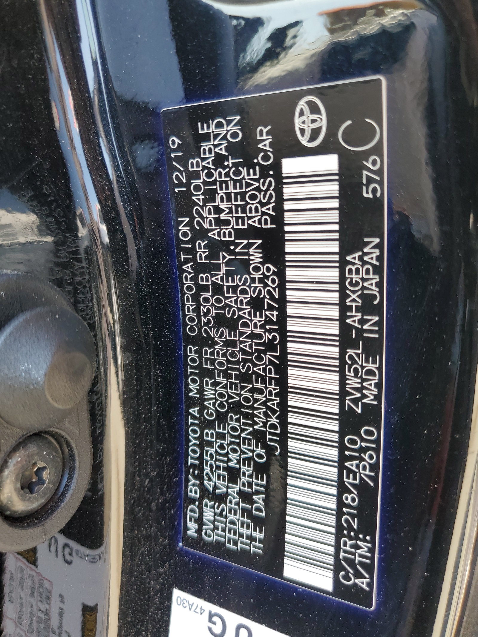 JTDKARFP7L3147269 2020 Toyota Prius Prime Le