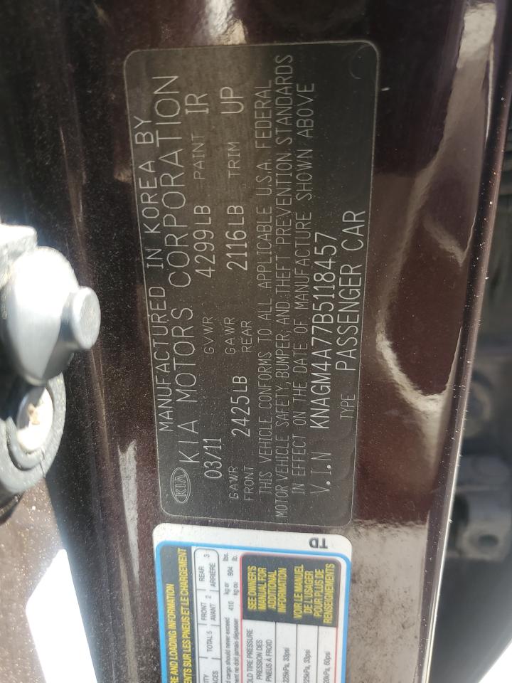 2011 Kia Optima Lx VIN: KNAGM4A77B5118457 Lot: 62141614