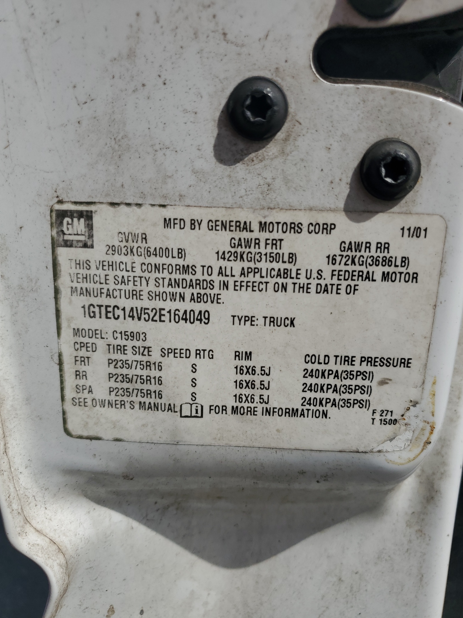 1GTEC14V52E164049 2002 GMC New Sierra C1500