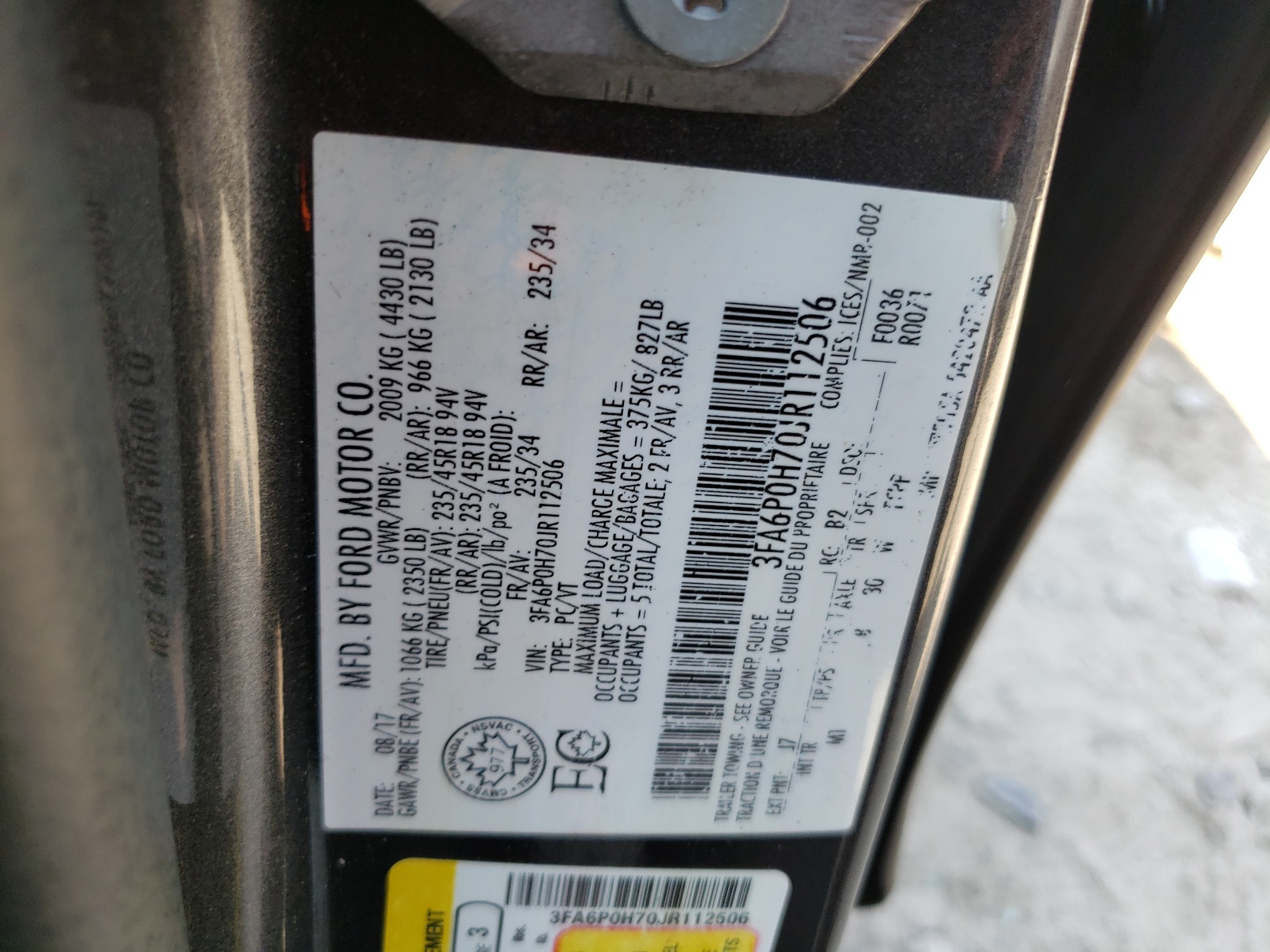 3FA6P0H70JR112506 2018 Ford Fusion Se