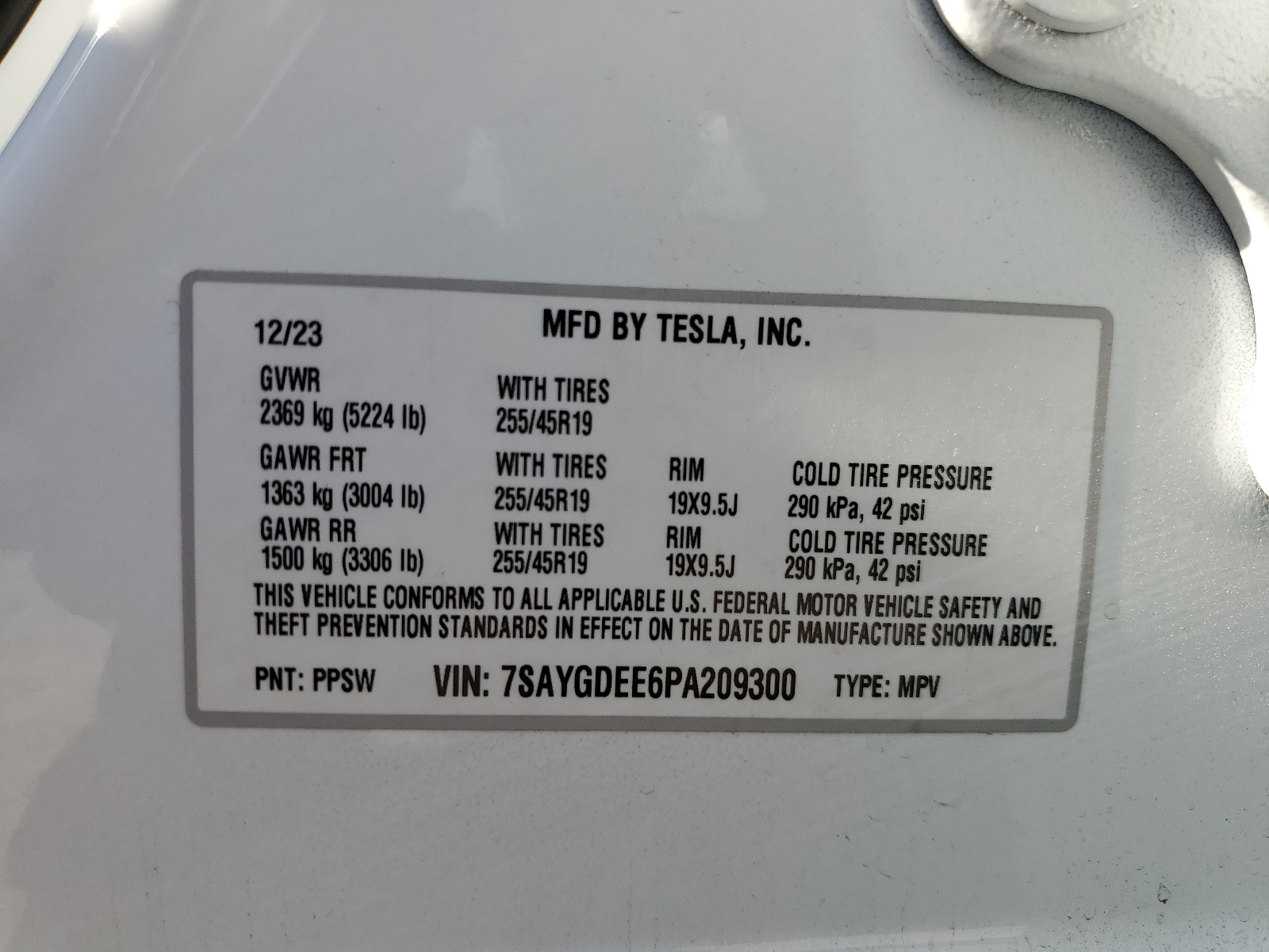 7SAYGDEE6PA209300 2023 Tesla Model Y