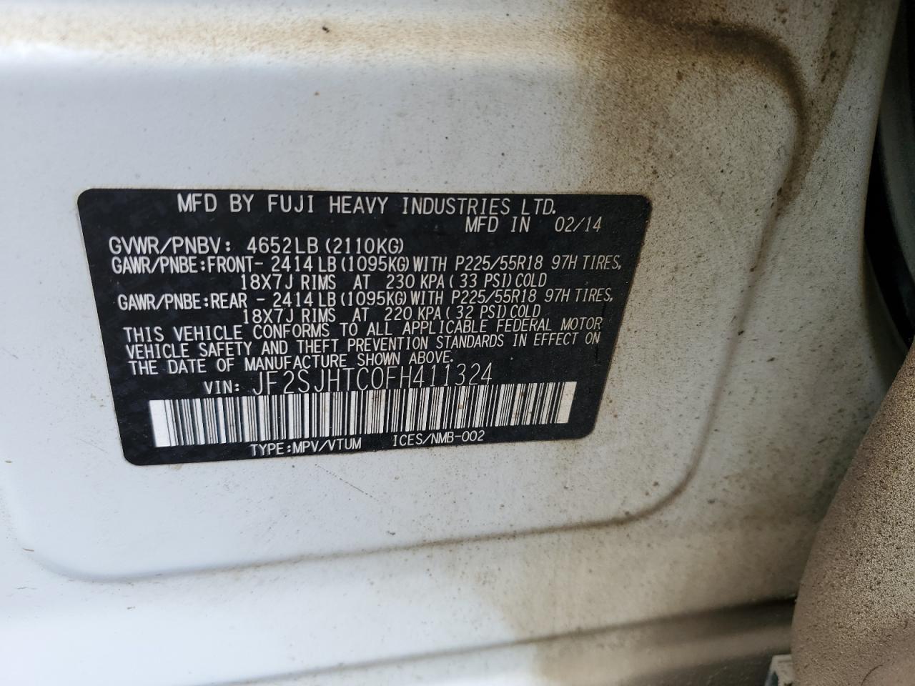 2015 Subaru Forester 2.0Xt Touring VIN: JF2SJHTC0FH411324 Lot: 61489084