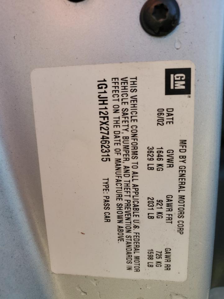 2002 Chevrolet Cavalier Ls Sport VIN: 1G1JH12FX27462315 Lot: 62430544