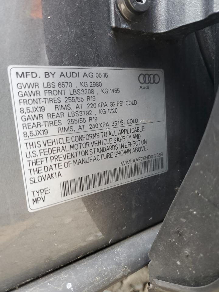 2017 Audi Q7 Premium Plus VIN: WA1LAAF75HD017668 Lot: 65325224