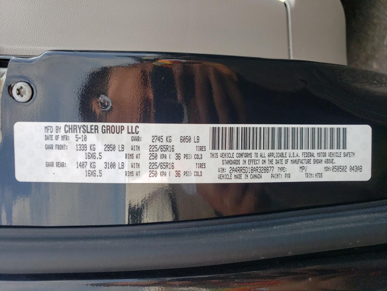 2010 Chrysler Town & Country Touring VIN: 2A4RR5D18AR328877 Lot: 62855964