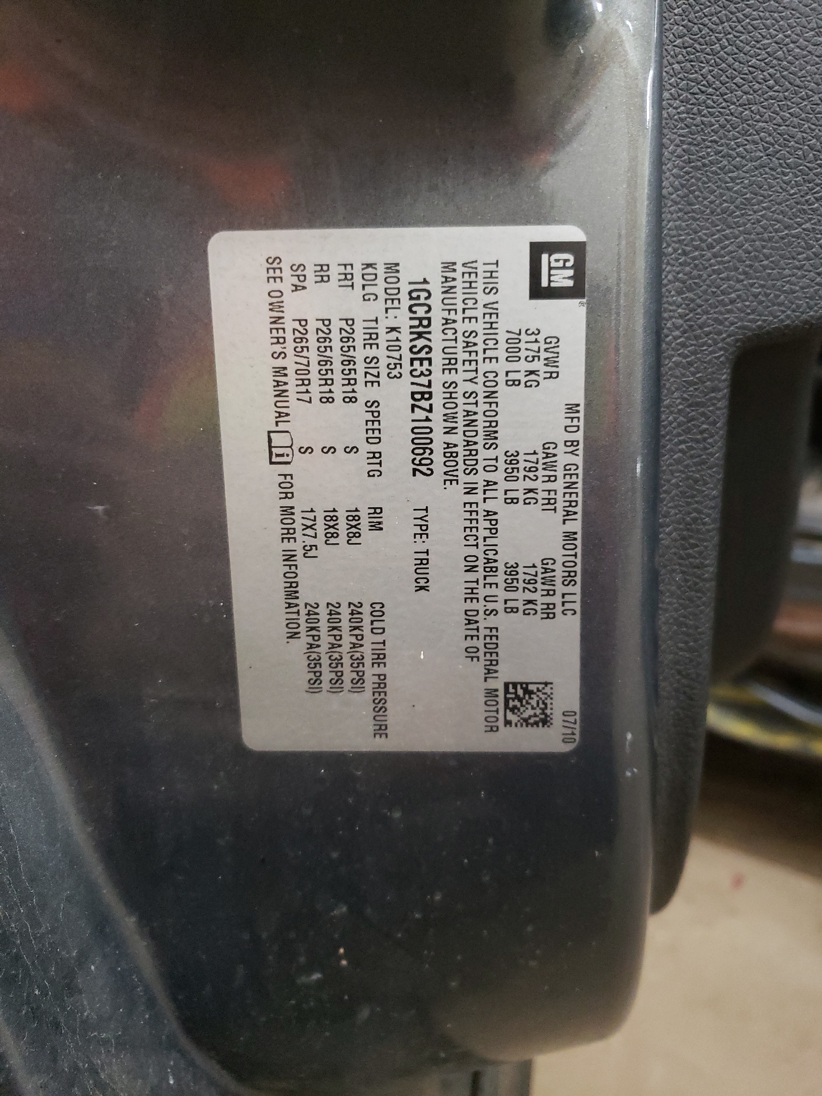 1GCRKSE37BZ100692 2011 Chevrolet Silverado K1500 Lt