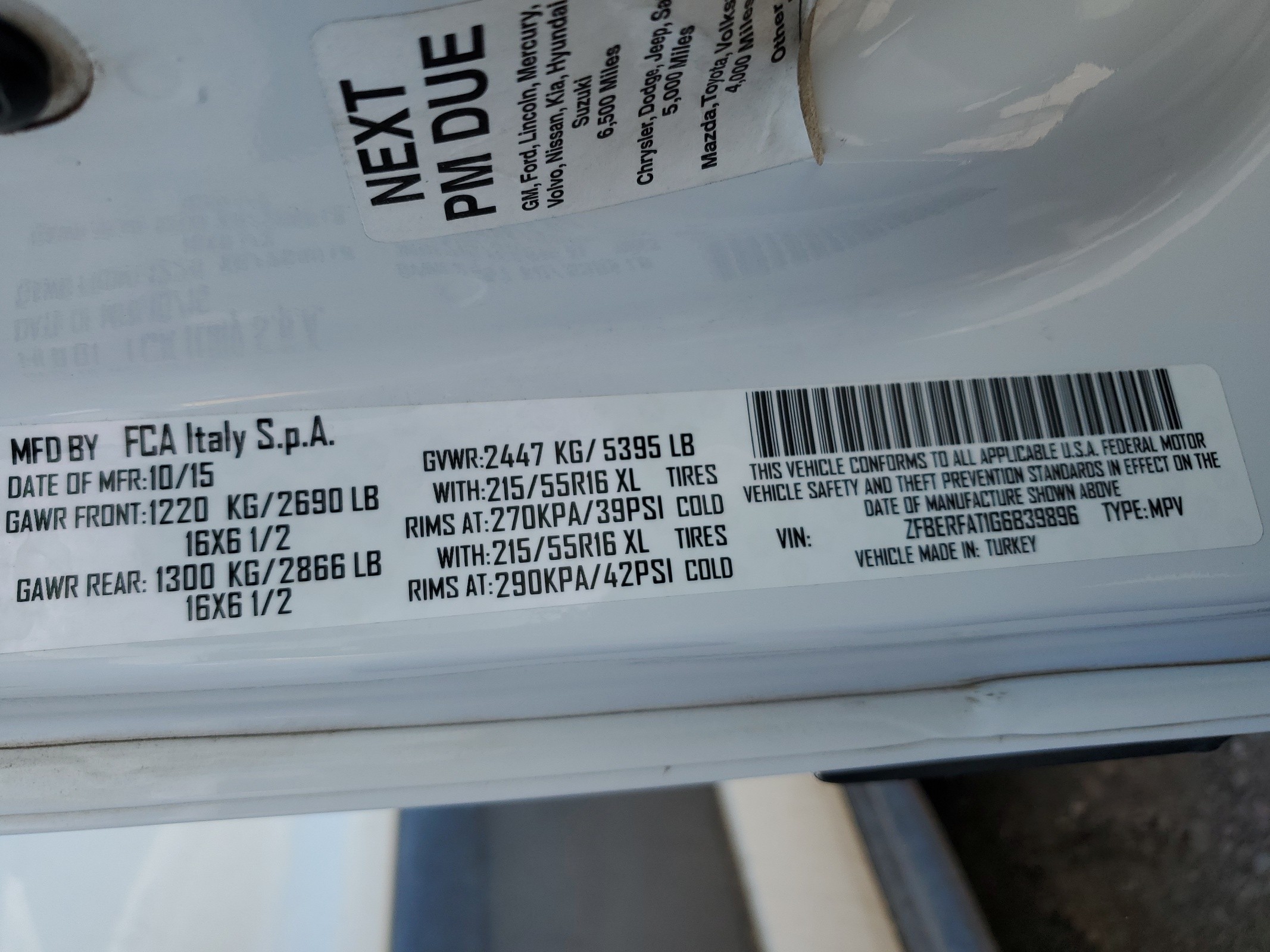 ZFBERFAT1G6B39896 2016 Ram Promaster City