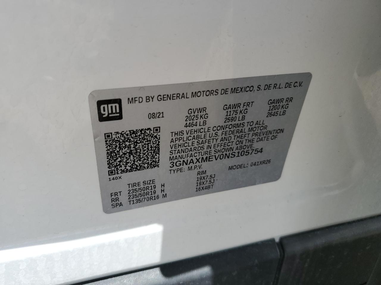 2022 Chevrolet Equinox Rs VIN: 3GNAXMEV0NS105754 Lot: 63694264