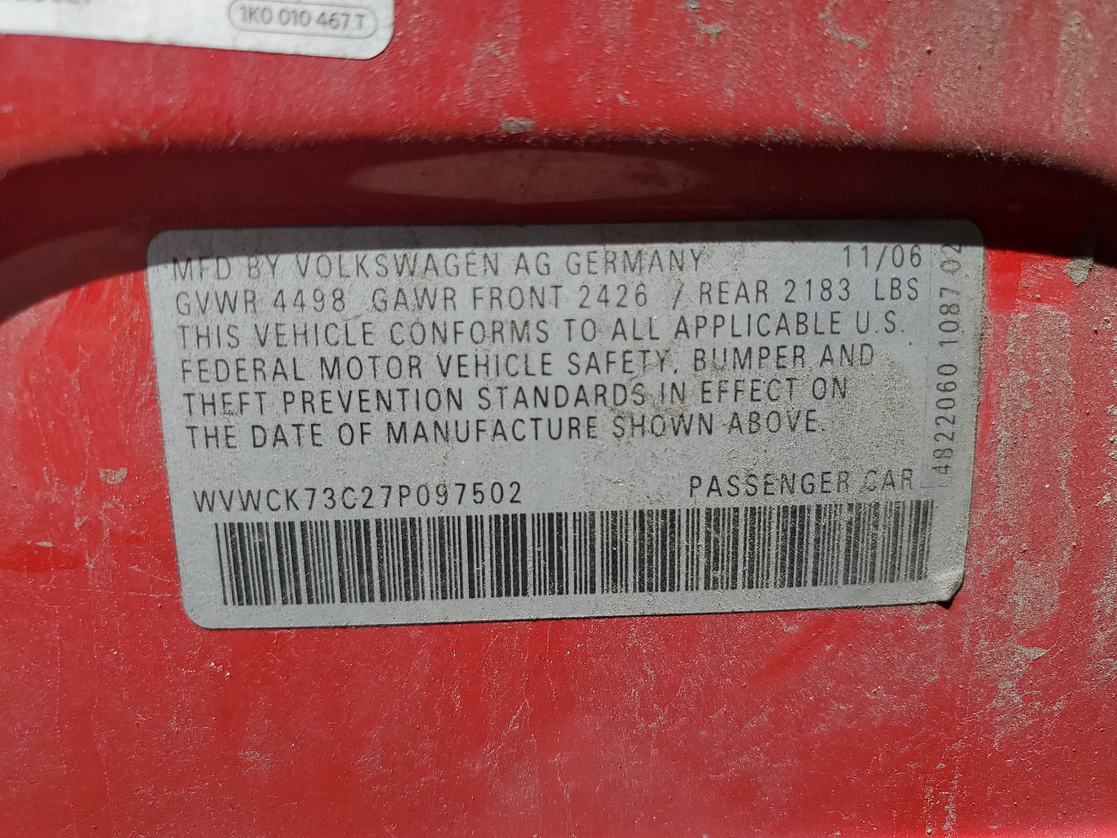 WVWCK73C27P097502 2007 Volkswagen Passat 2.0T Sport
