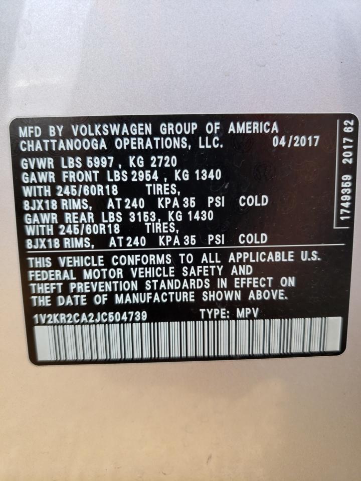 1V2KR2CA2JC504739 2018 Volkswagen Atlas Se