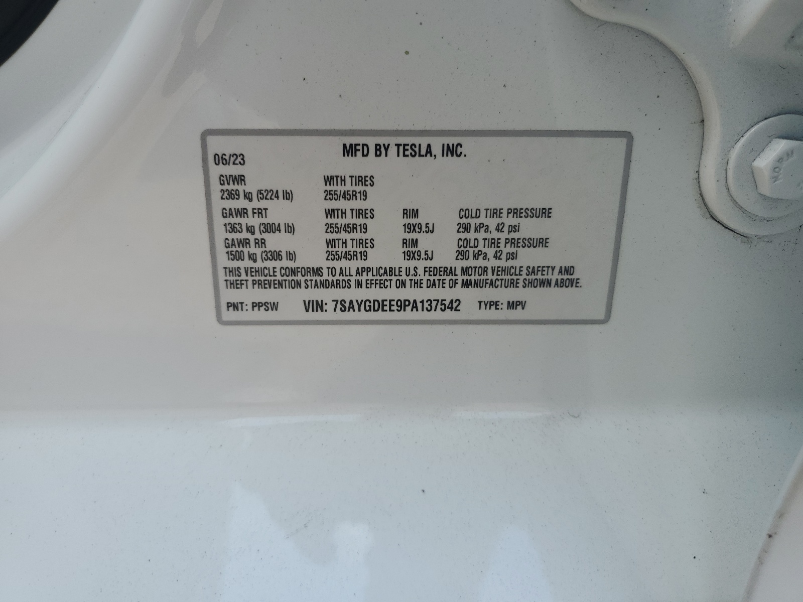 7SAYGDEE9PA137542 2023 Tesla Model Y