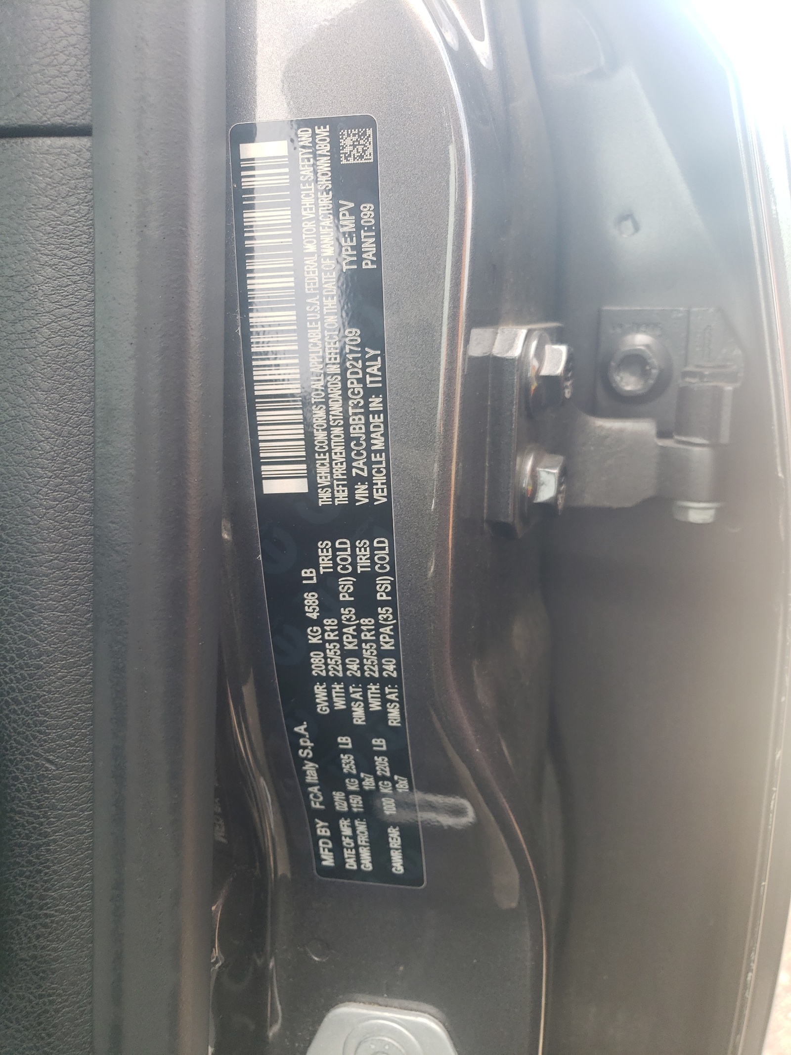 ZACCJBBT3GPD21709 2016 Jeep Renegade Latitude